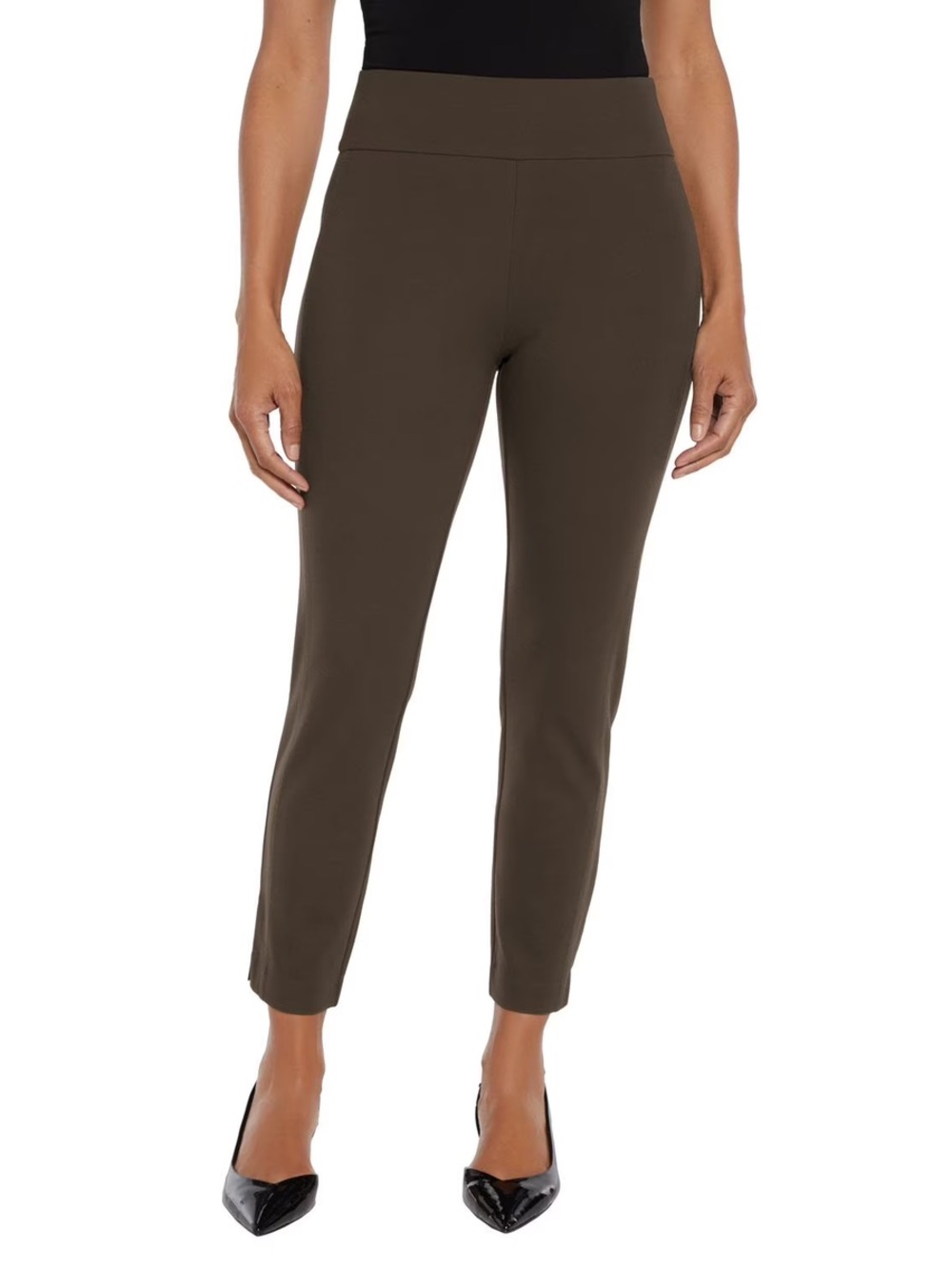 Express Olive Brown Ankle Slim Ponte Pants